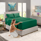 Nestl Extra Deep Pocket Sheets - Fits Mattress 18-24 Inches Deep, Extra Deep Pocket Queen Sheets Sets, 4 Piece Queen Size Sheets, Queen Sheets Deep Pocket, Hunter Green Queen