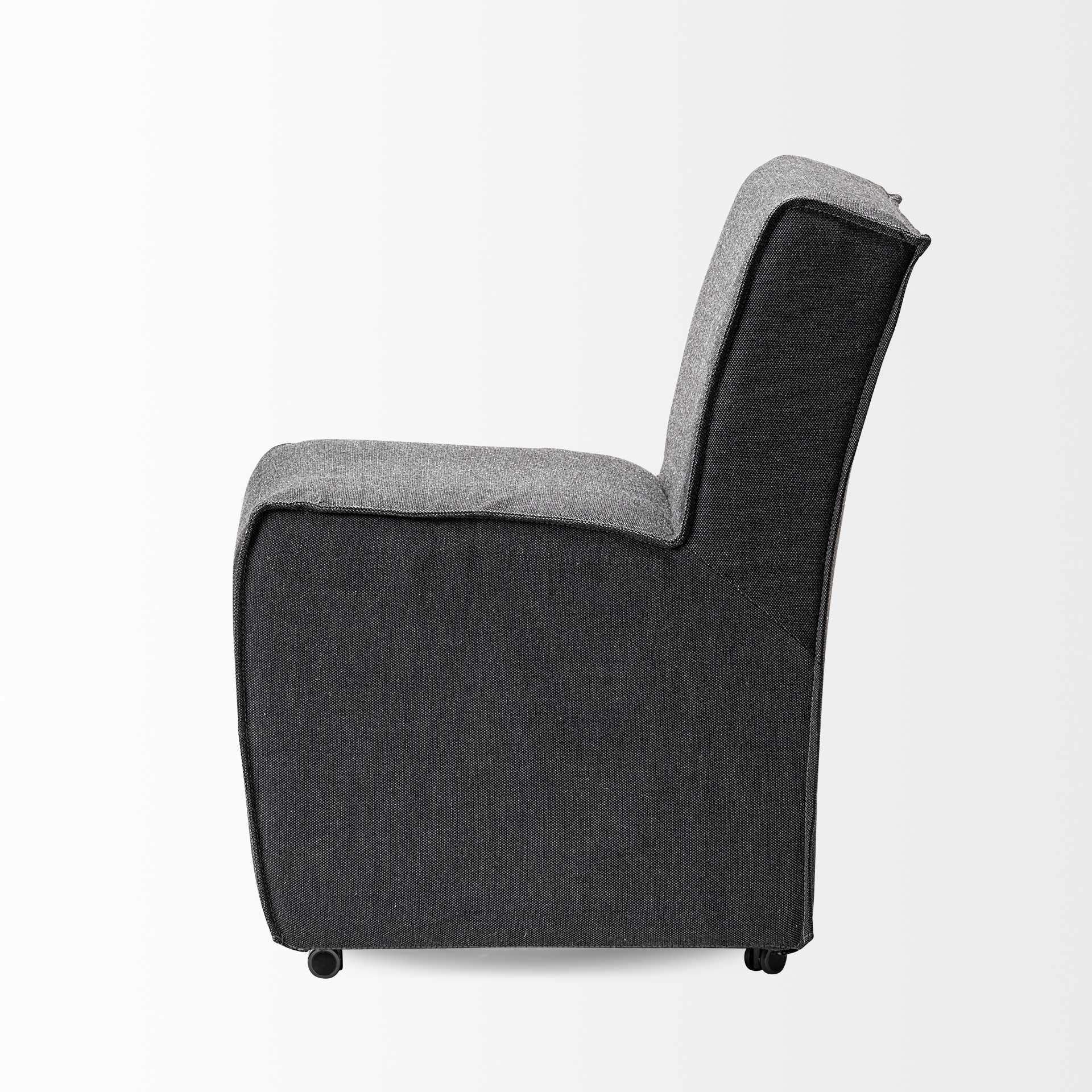 HomeRoots Fully Upholstered Grey Fabric Dining Chair on Casters