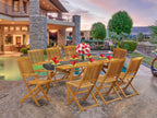 East West Furniture Decm92Cana 9 Piece Patio Garden Table Set Includes A Rectangle Outdoor Acacia Wood Dining Table And 2 Folding Arm Chairs With 6 Side Chairs, 40X72 Inch, Natural Oil