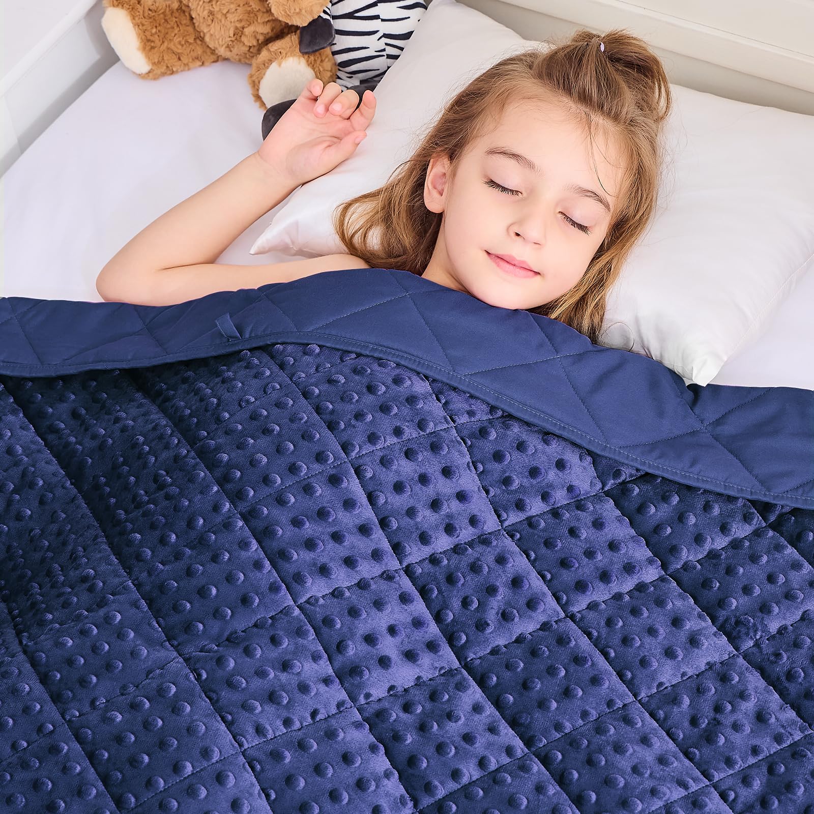 Yescool Weighted Blanket Kids 7 Lb Blue Warm Weighted Throw Blanket Minky Plush Heavy Blanket Microfiber Small Fleece Blanket Co