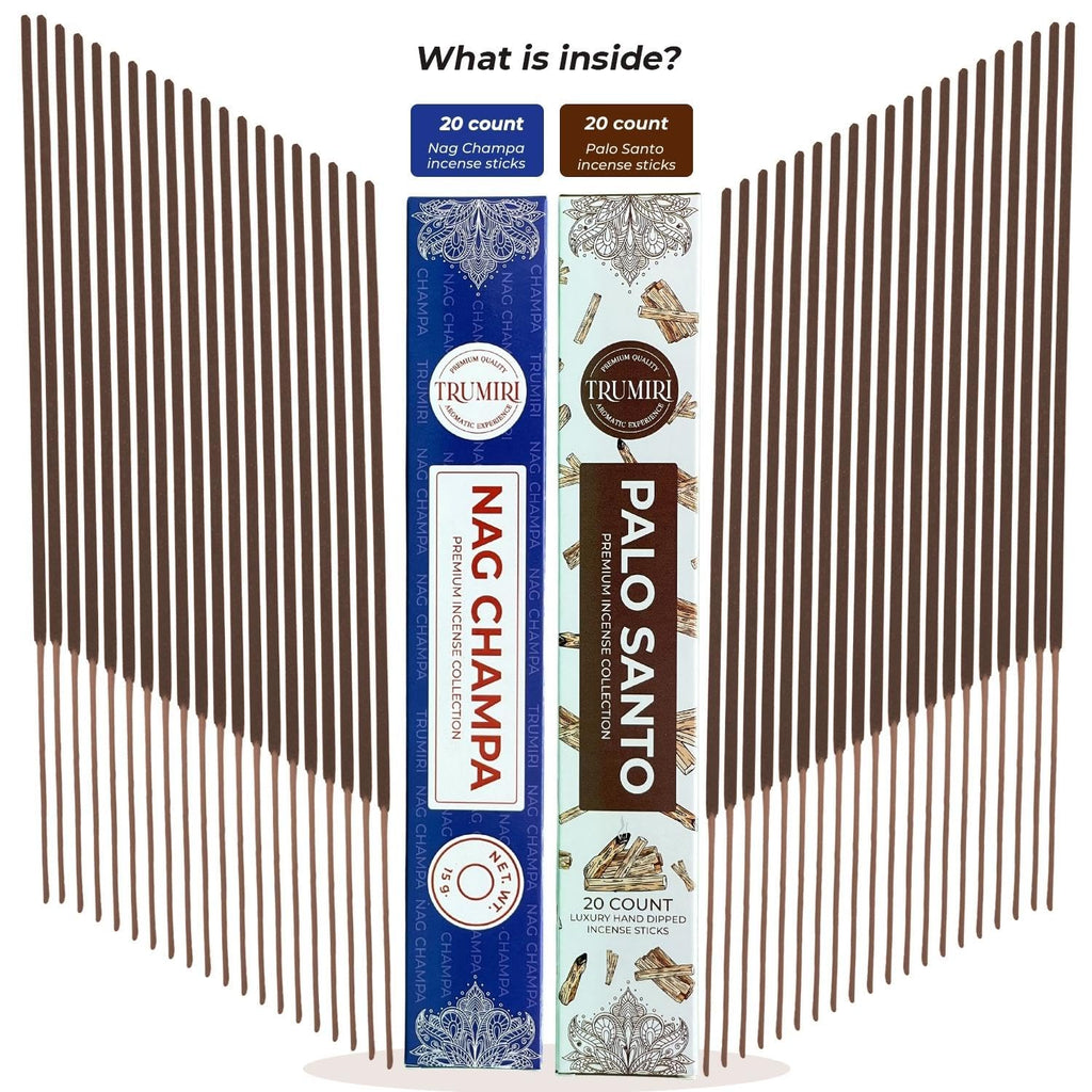 Trumiri Incense Sticks - Combo Pack Of 35 Insence-Sticks - 15 Nag Champa + 20 Palo Santo - Insenses - Insents - Incents - Inscen