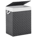 YOUDENOVA Handwoven Laundry Basket Hamper with Removable Liner Bag and Lid, Collapsible Clothes Hamper with Handle, Grey
