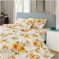 Jsd Rustic Yellow Floral Full Sheet Set, 4 Piece Printed Microfiber Bedding Sheets Extra Deep Pocket