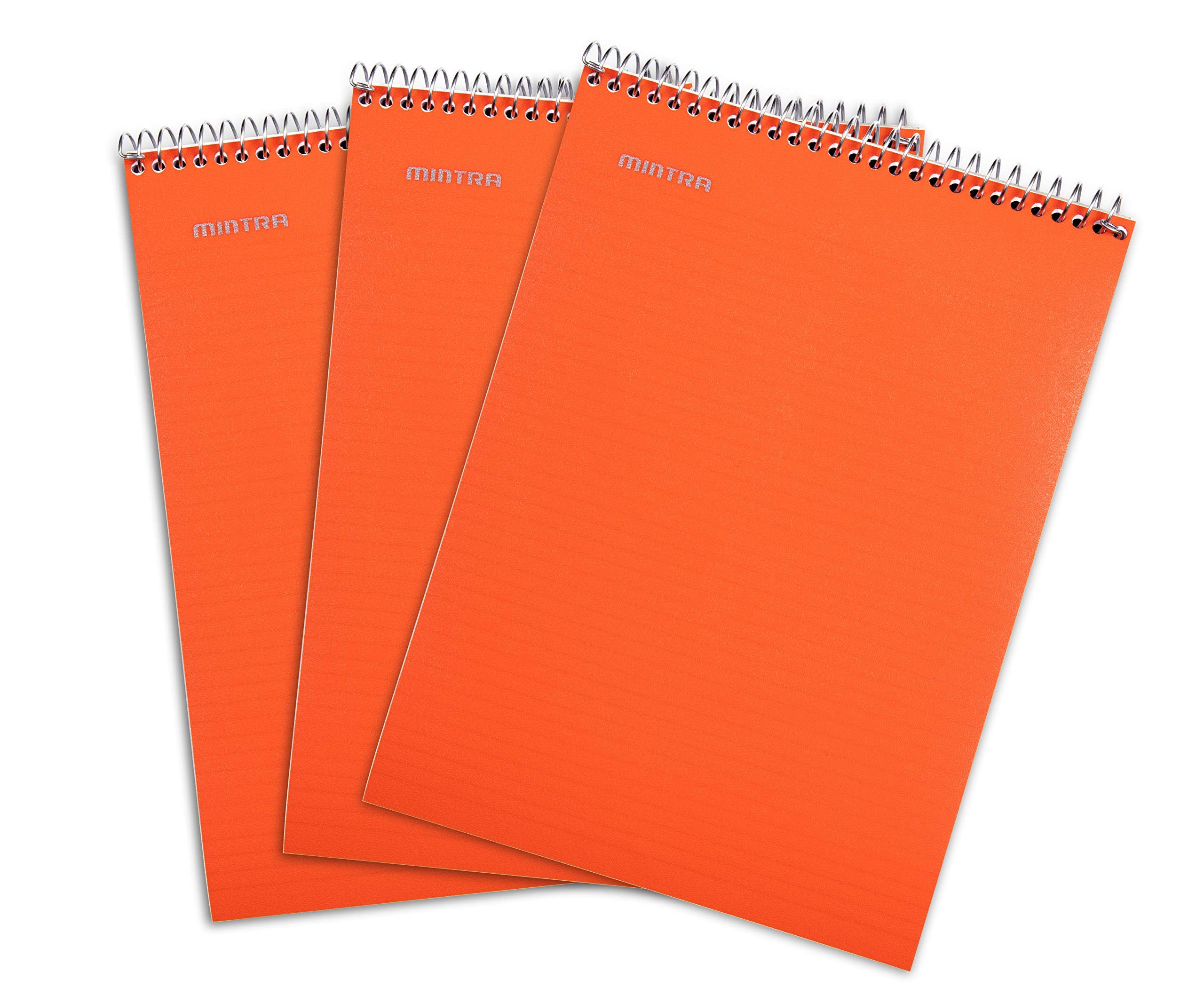 Mintra Office Top Bound Durable Spiral Notebooks (Orange, College Ruled 3Pk)