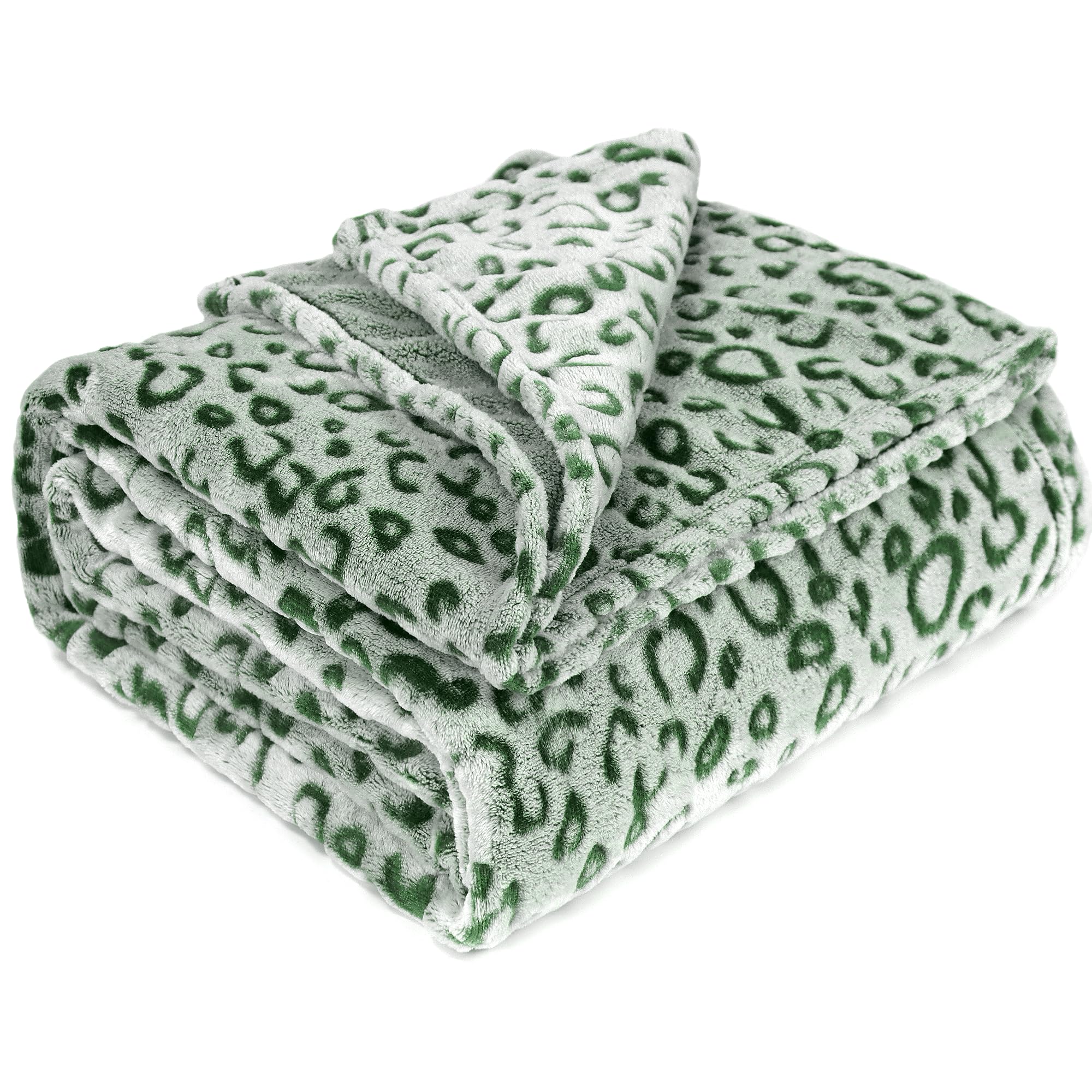 Leopard Print Fleece Throw Blanket Green Blanket For Couch Bed Sofa Room Decor Warm Soft Blanket