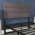 Flash Furniture Paxton Upholstered Headboard - Channel Stitched Gray Fabric Upholstery - Full - Adjustable Height From 44.5&Quot; To 57.25&Quot; From Floor
