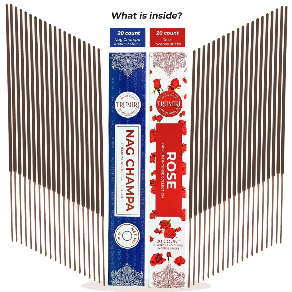 Trumiri Incense Sticks - Combo Pack Of 35 Insence-Sticks - 15 Nag Champa + 20 Rose - Insenses - Insents - Incents - Inscense - I