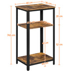 Yaheetech 30 Tall End Table, Rustic Brown 3-Tier Side Table with Wooden Shelves & Metal Frame for Small Spaces, 16D x 12W x 29.