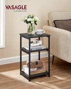 Vasagle Side Table, Small End Table, Tall Nightstand For Living Room, Bedroom, Office, Bathroom, Classic Black Ulet273B16