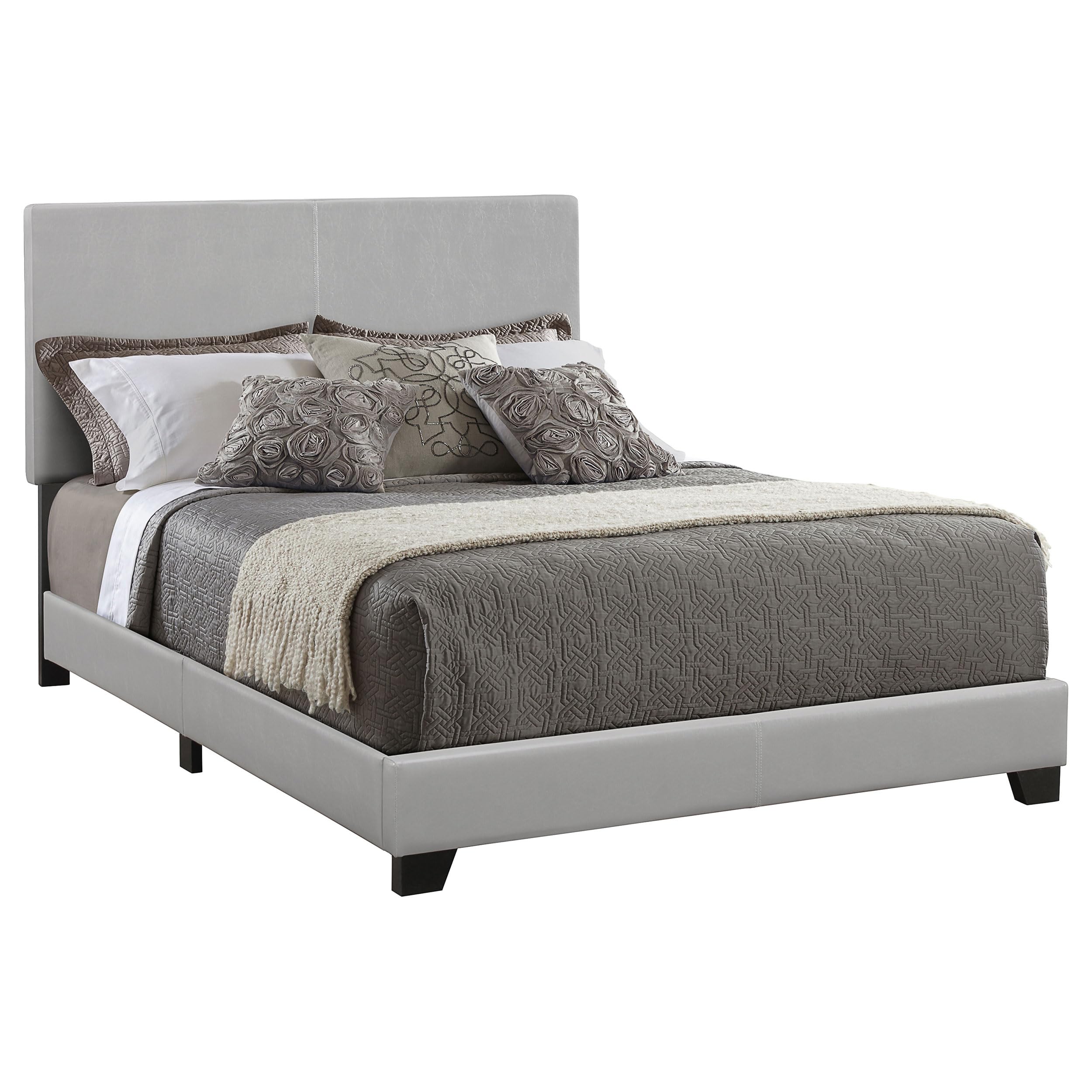 Coaster Home Furnishings Dorian Transitional Leatherette Upholstered California King Size Panel Bed Frame 46-inch Headboard Grey 300763KW