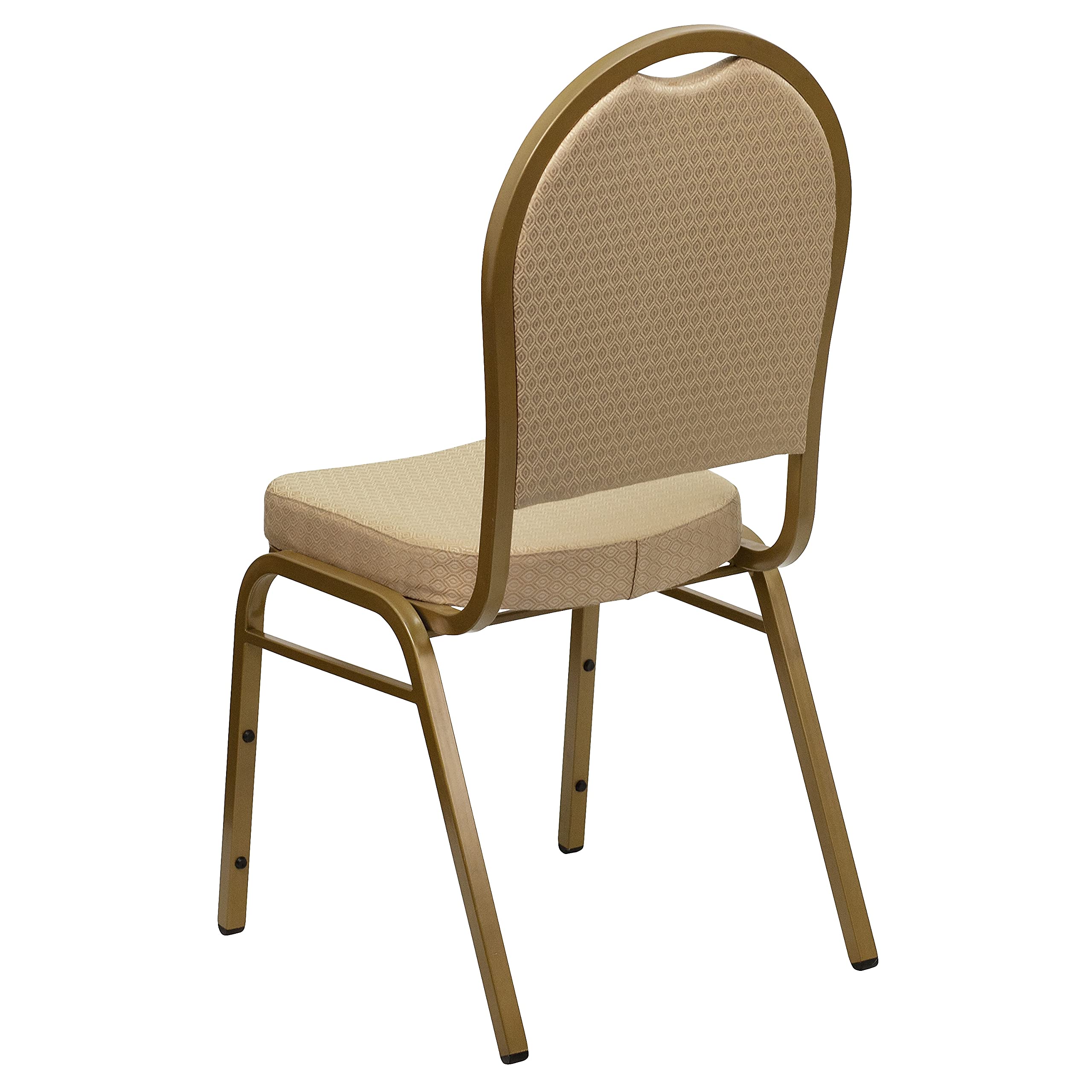 Flash Furniture 03AGH20124E Series Dome Back Stacking Chair, Patterned Beige, 2.5 Seat, Gold,