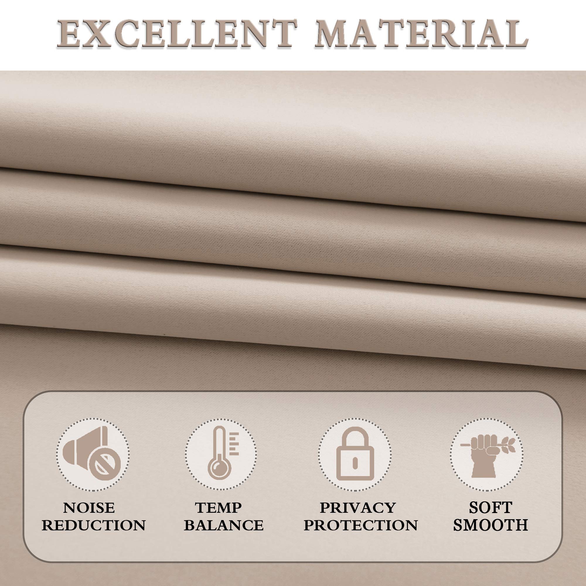 Donren Warm Taupe Small Curtains For Bathroom -Blackout Thermal Insulating Curtain Tiers For Bedroom With Rod Pocket Rose Tan(52 By 24 Inches,2 Packs)