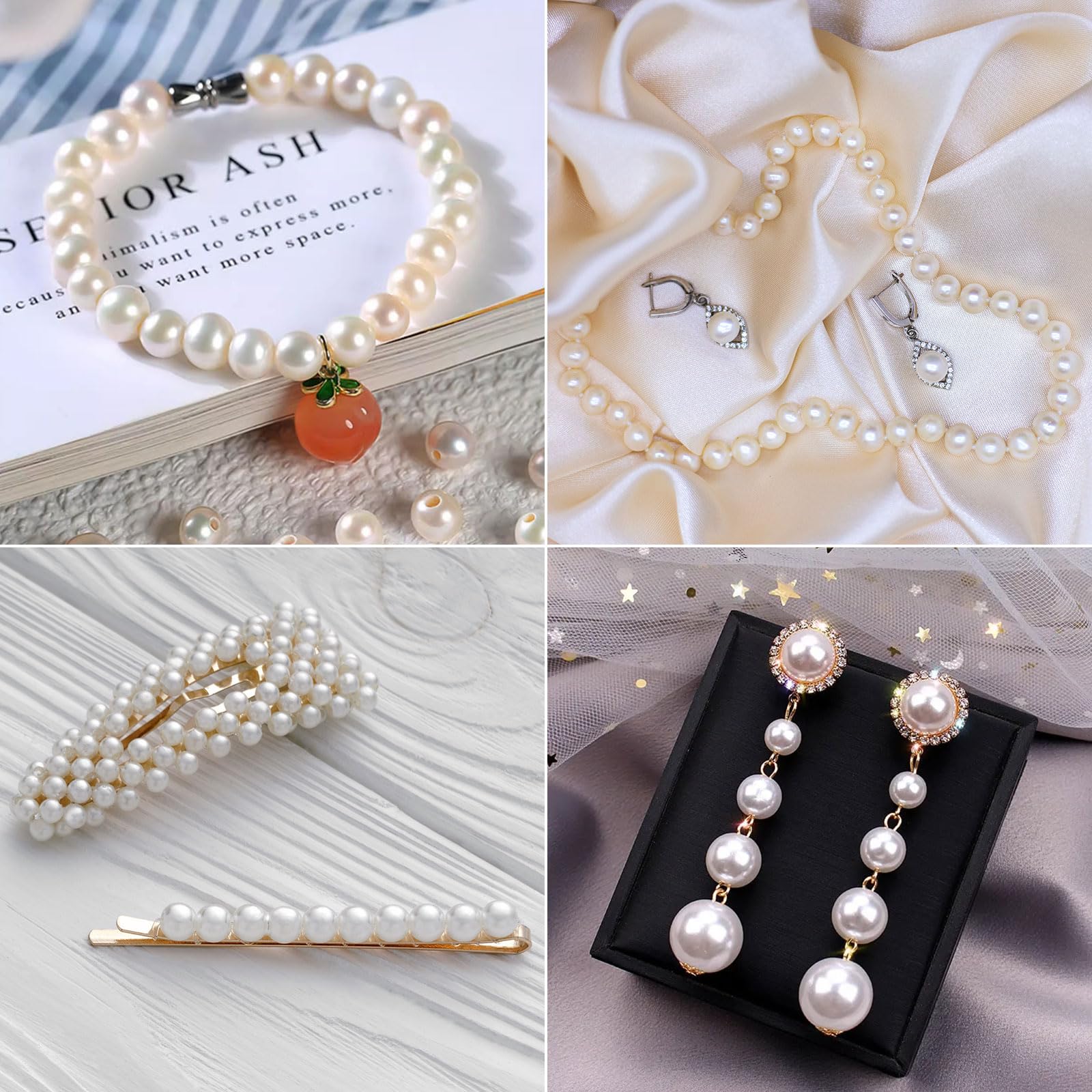 Naler 500Pcs Assorted Pearl Beads With Hole For Jewelry Making Crafts Diy Vase Fillers Table Scatter For Wedding Birthday Party