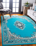 Unique Loom Reza Collection Traditional Persian Style Area Rug, 4 x 6 ft, Turquoise/Ivory