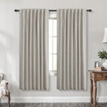 Koufall Taupe Back Tab Linen Blackout Curtains For Living Room 52X63 Inches Long
