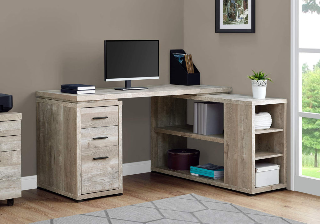 Monarch Specialties Computer Desk Home Office Corner L Shape Work Laptop Laminate Beige