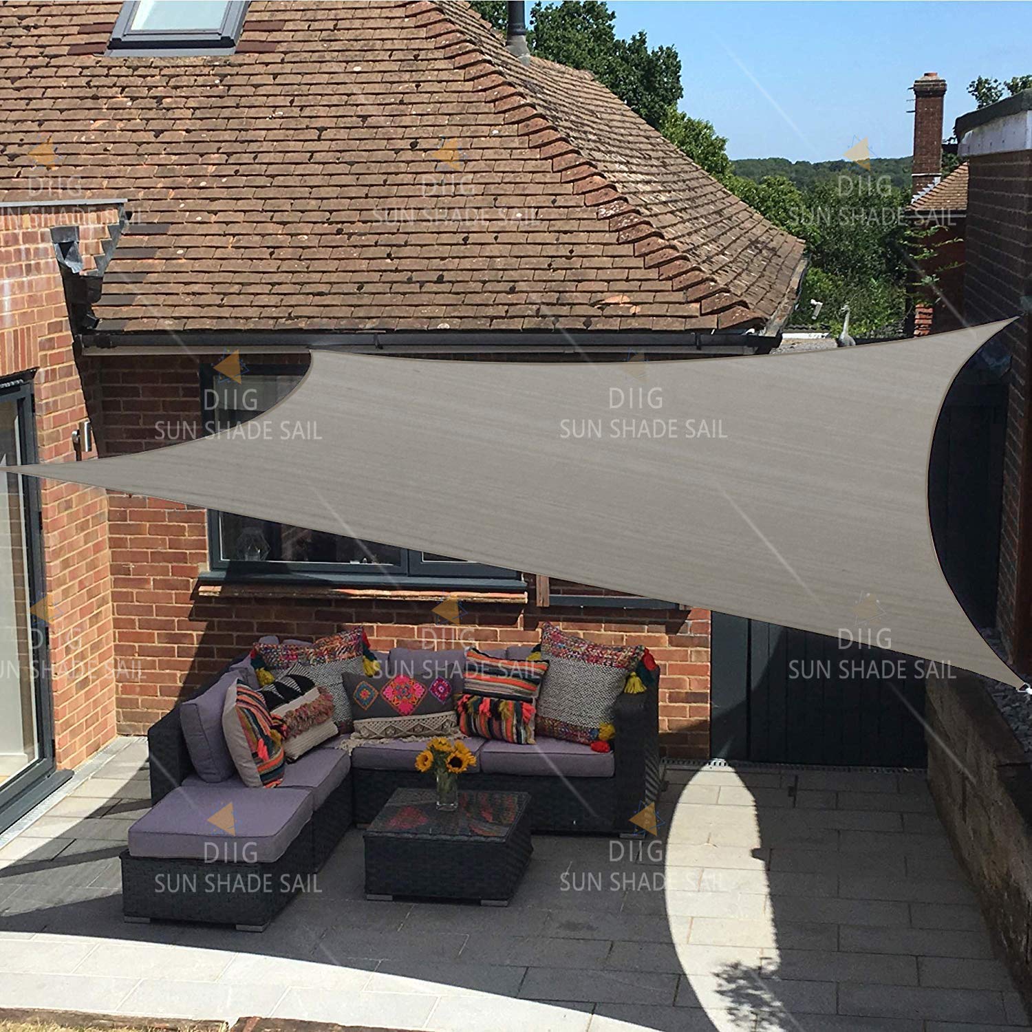 Patio Sun Shade Sail Canopy, 6' X 8' Rectangle Shade Cloth Uv Block Sunshade Fabric - Outdoor Cover Awning Shelter For Pergola B