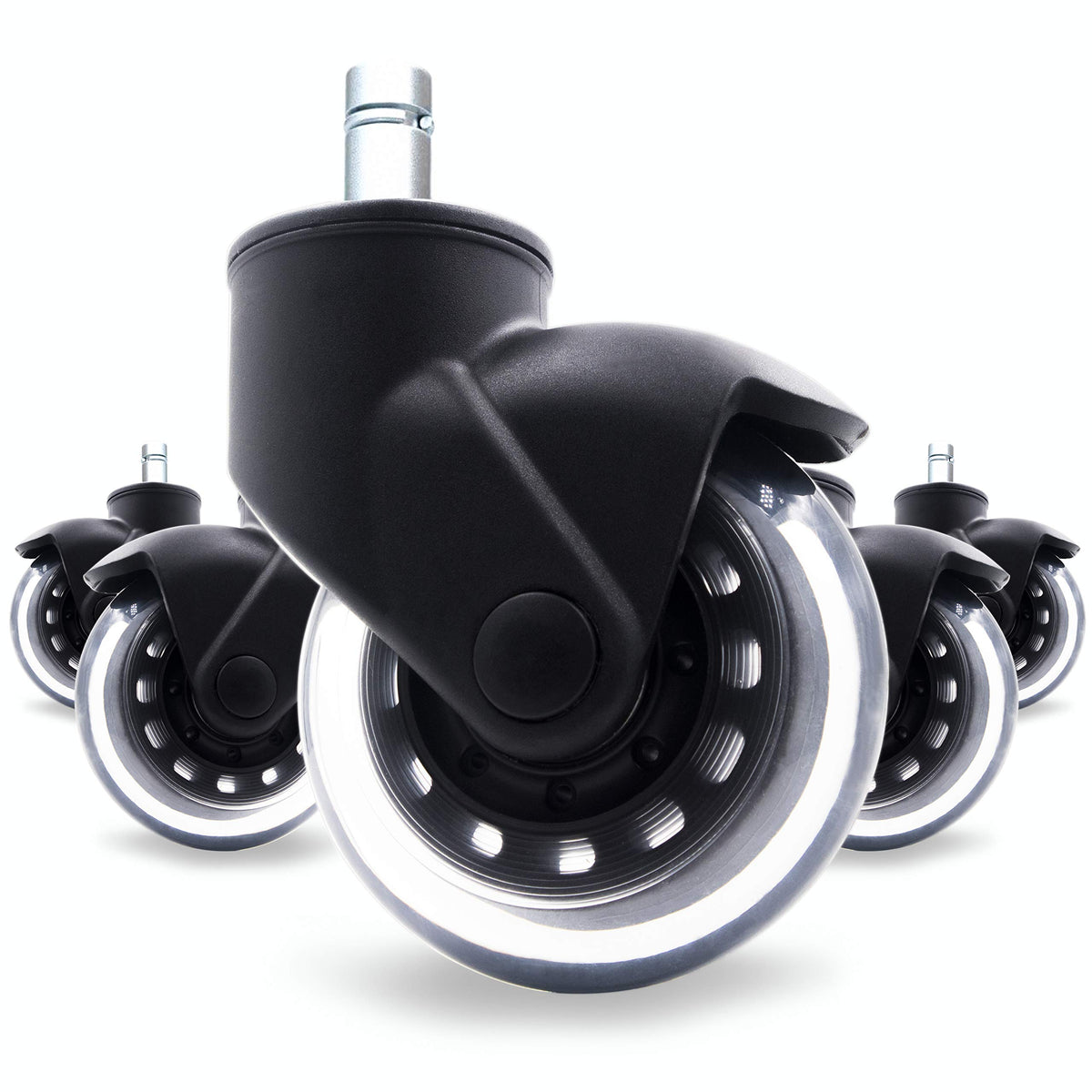 BF BRIGHTFIELD Office Chair Caster Wheels Set of 5 Swivel Vertical Axle Heavy Duty & Safe for All Floors Including Hardwood 3'' 