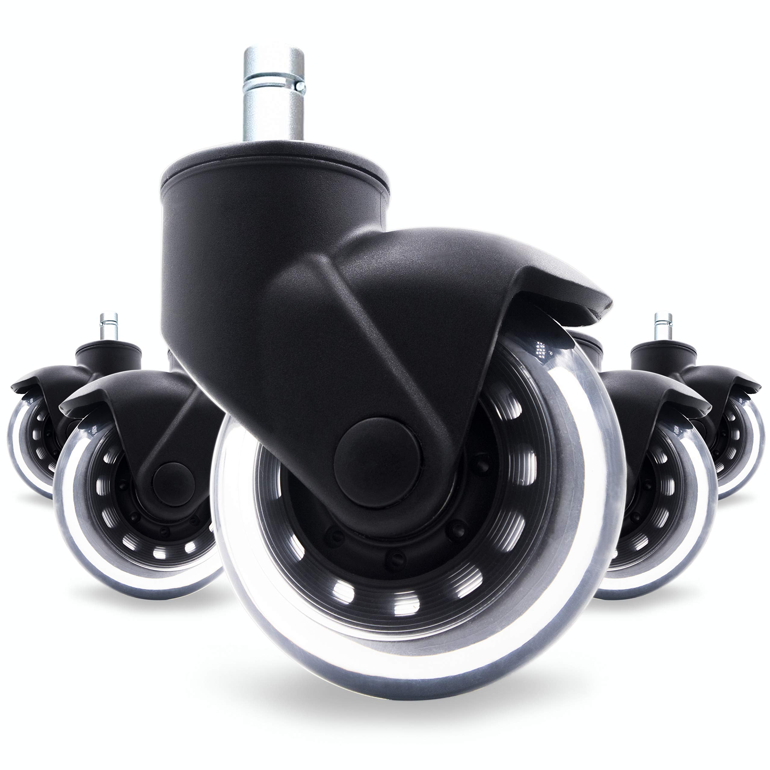BF BRIGHTFIELD Office Chair Caster Wheels Set of 5 Swivel Vertical Axle Heavy Duty & Safe for All Floors Including Hardwood 3'' 