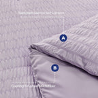 Hymokege Lavender Queen Comforter Set Seersucker 7 Pieces, All Season Luxury Bed In A Bag For Bedroom, Bedding Set With Comforte