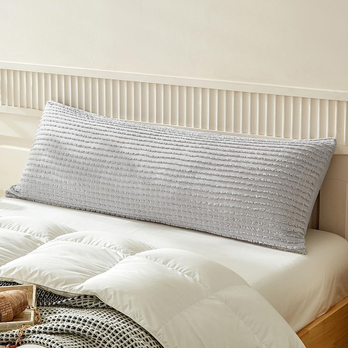 Warmdern Grey Pillow Covers Body Pillow Cover Soft Microfiber Pillow Cases Set Of 1 Boho Textured Pillowcase With Envelope Closu