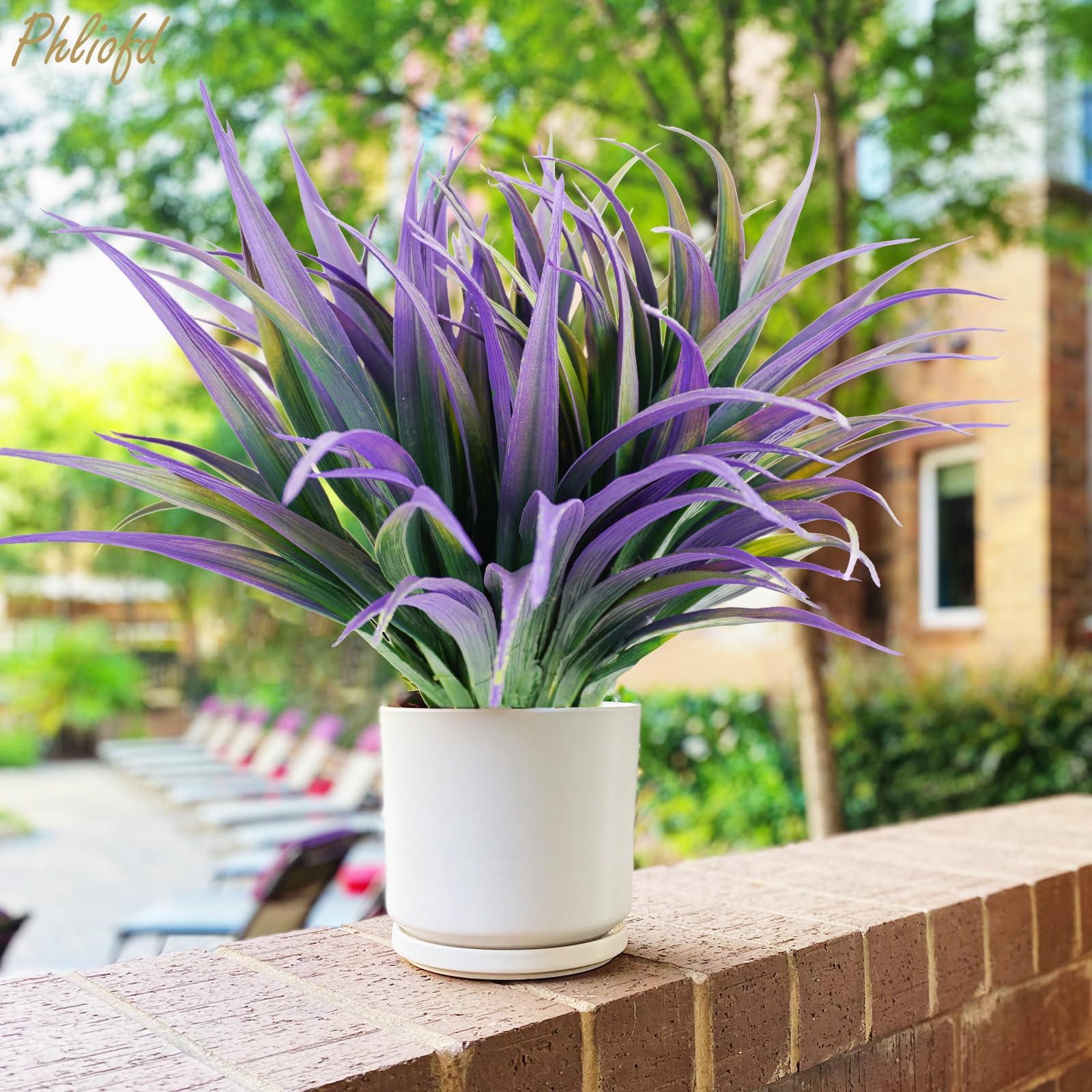 Phliofd 32Pcs Artificial Grass Fake Plants 17.3In Outdoor Plants Uv Resistant Faux Greenery Stems Fake Grass For Home Window Gar
