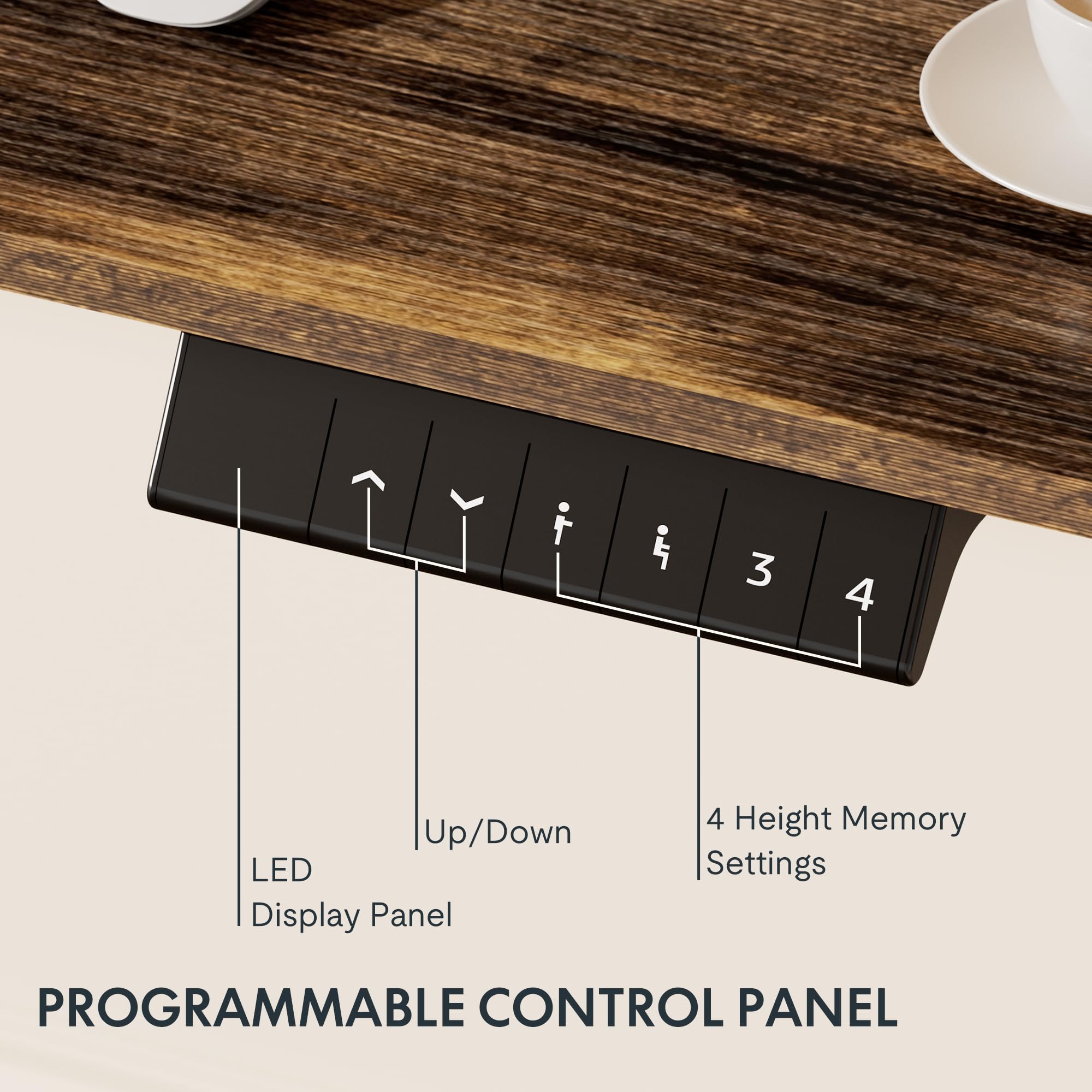 Flexispot Adjustable Desk, 48X30 Electric Standing Desk Sit Stand Desk Whole-Piece Desk Board For Home Office (Black Frame + Rustic Top, 2 Packages)