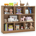 KOTEK Toy Storage Organizer, 8 Cubby Kids Bookshelf, Wooden 4-Tier Bookcase Storage Cabinet, Open Display Book Shelf for Daycare