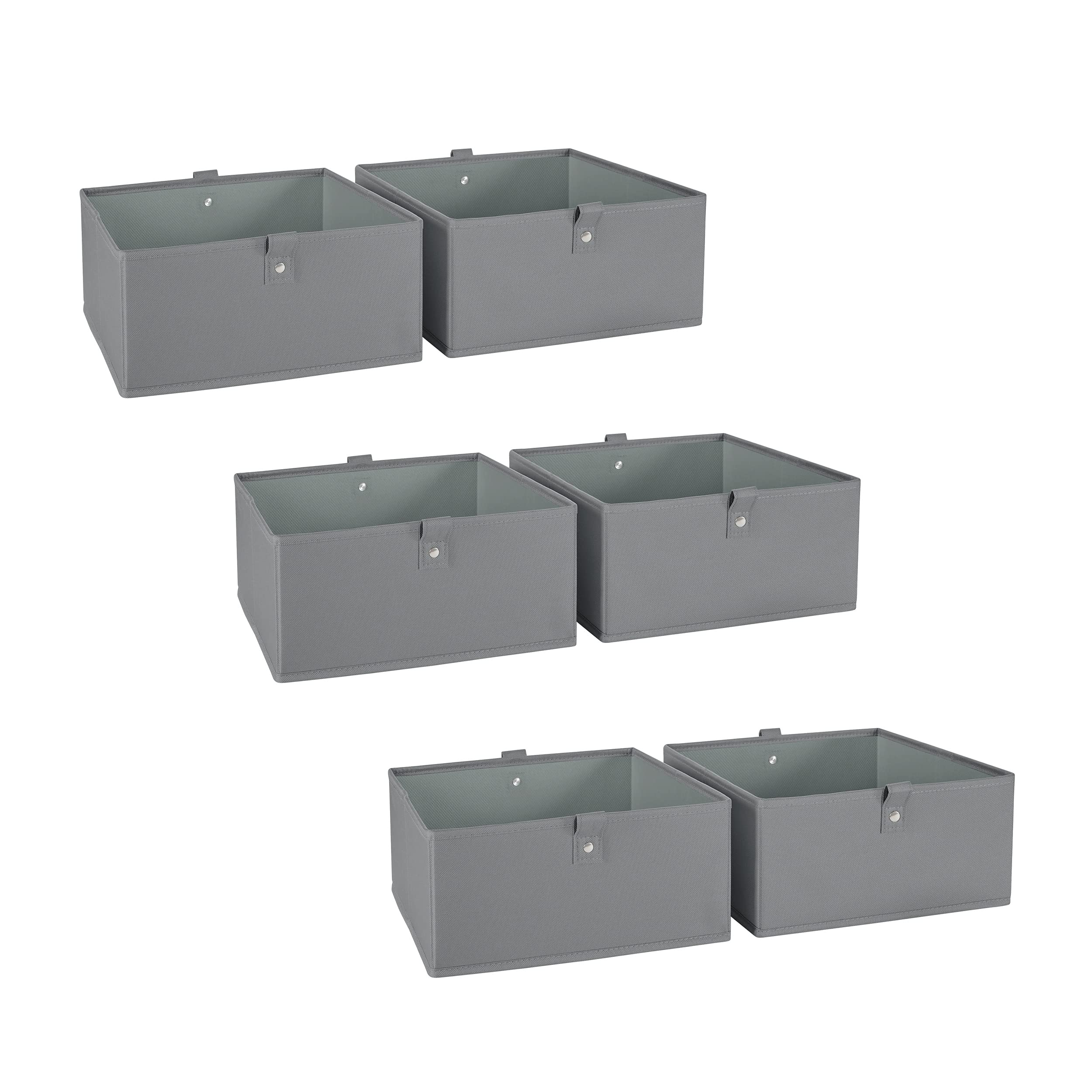 RiverRidge Kids 6pc 10.5in W x 5in H Storage Set-Gray Folding Bins, 6 Count
