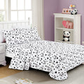 Chezmoi Collection 4-Piece Kids/Teens Panda Love Sheet Set - Soft Microfiber Black White Girls Printed Love Panda Hearts Whimsic