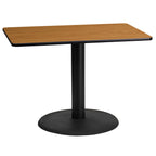 Flash Furniture 24'' x 42'' Rectangular Natural Laminate Table Top with 24'' Round Table Height Base