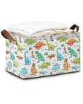 Oeaskly Storage Bins with Handles, Foldable Oxford Fabric Storage Basket, Cute Dino Sturdy Frame Organizer for Closet Shelves Be