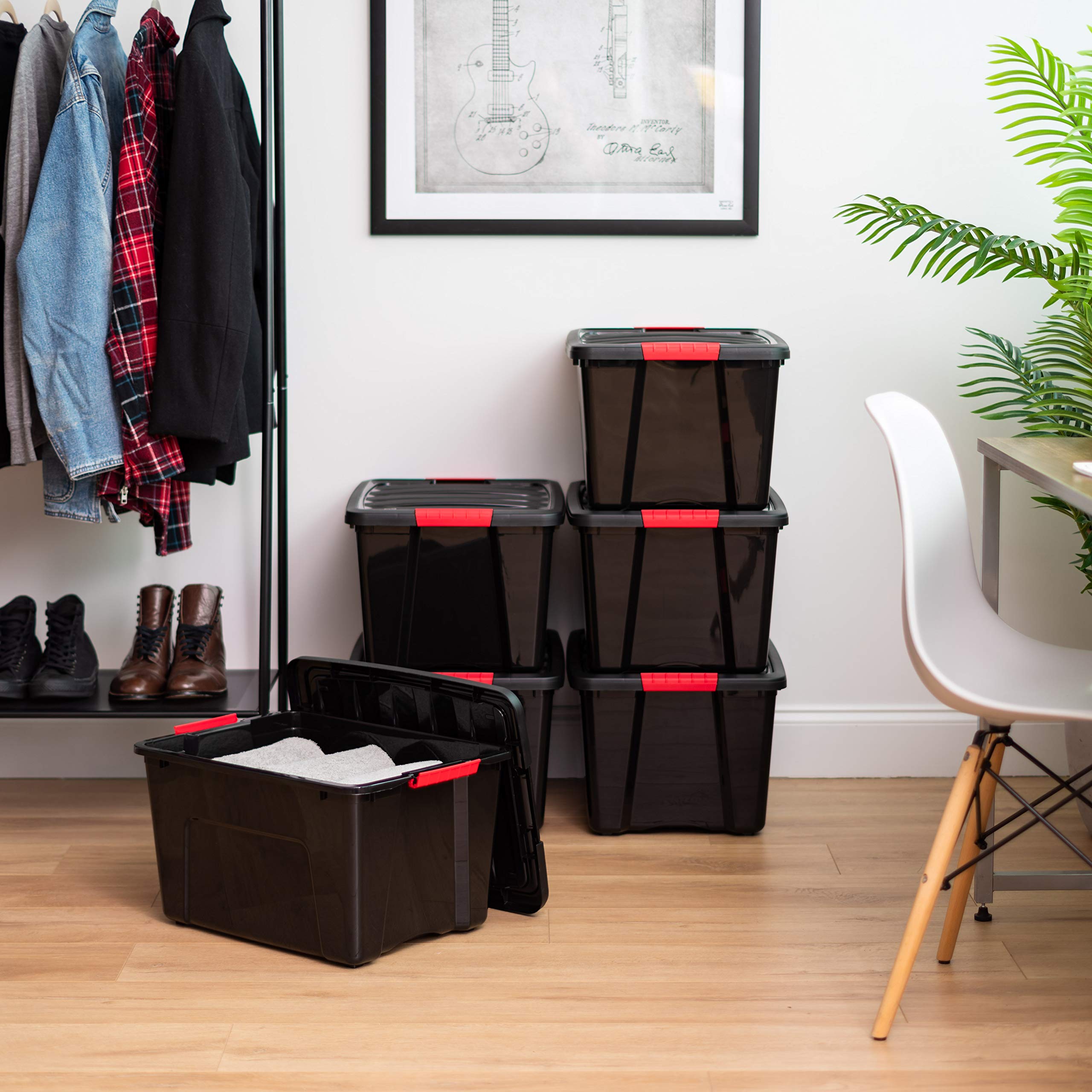 Iris Usa 40 Qt Stackable Plastic Storage Bins With Lids, Bpa-Free, Made In Usa - Garage Organizing Solution, Latches, Durable Ne