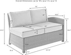 Crosley Furniture KO70015GY-NV Bradenton Outdoor Wicker Right Corner Sectional Loveseat, Gray with Navy Cushions