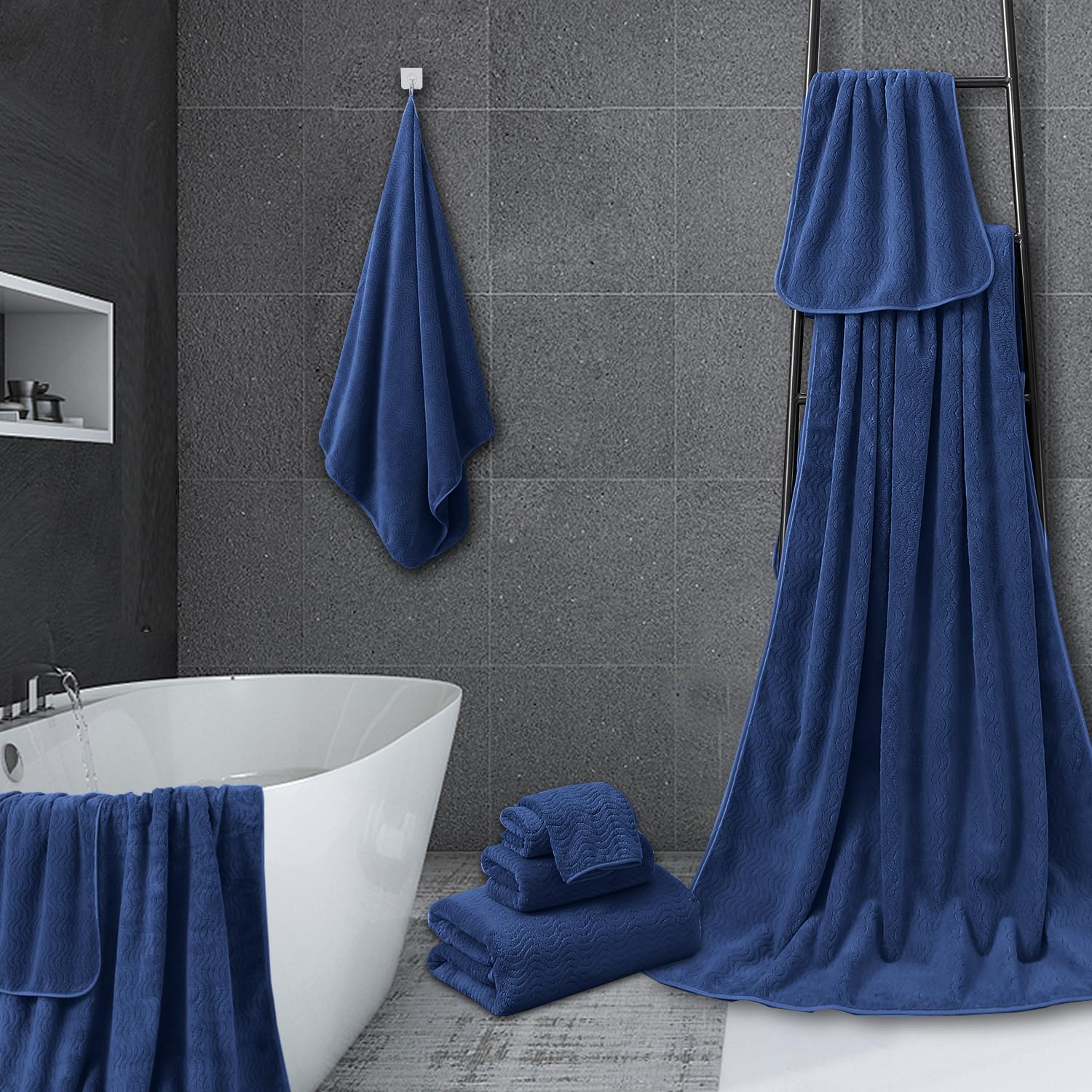 8 Piece Bath Towel Set |2 Oversized Large Bath Sheet,2 Hand Towels,4 Washcloths| Soft Luxury Towel Set For Bathroom Hotel,Highly
