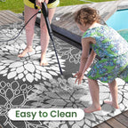 Luxstep Outdoor Rug Waterproof Outdoor Plastic Straw Rug Reversible Patio Rug Mat Outdoor Decor Large Area Mats For Rv, Picnic, Backyard, Deck, Balcony, Porch, Beach, Camping, 6'X 9',Grey