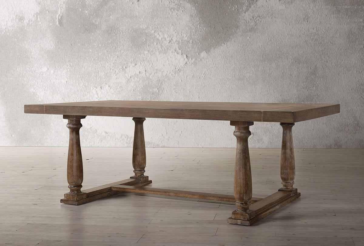 Acme Bernard Trestle Dining Table in Weathered Oak