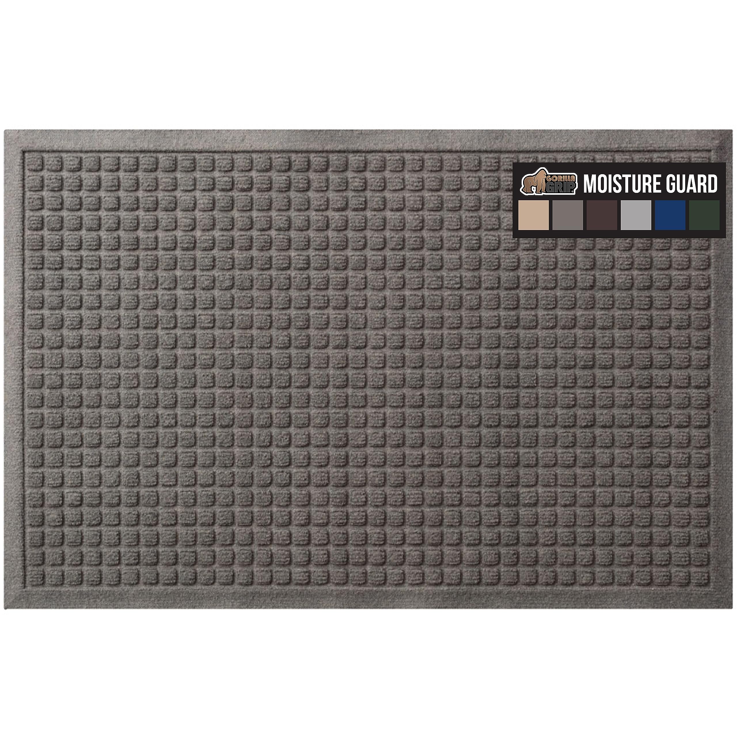 Gorilla Grip Ultra Absorbent Moisture Guard Doormat, Absorbs Up To 2.75 Cups Of Water, Stain And Fade Resistant, Spiked Rubber Backing, All Weather Mats Capture Dirt, Indoor Outdoor, 72X24, Charcoal
