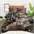 Ninenine Camo Deer Bedding Sets Full Size American Flag Comforter For Boys Adult Teens Western Theme Wildlife Forest Hunted Anim