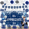 We Appreciate You Banner Decorations Blue Silver Thank You For All You Do Banner Honeycomb Centerpiece Hanging Swirl Employee St