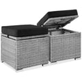 Best Choice Products Set Of 2 Wicker Ottomans, Multipurpose Outdoor Furniture For Patio, Backyard, Additional Seating, Footrest, Side Table W/Storage, Removable Cushions - Gray/Black