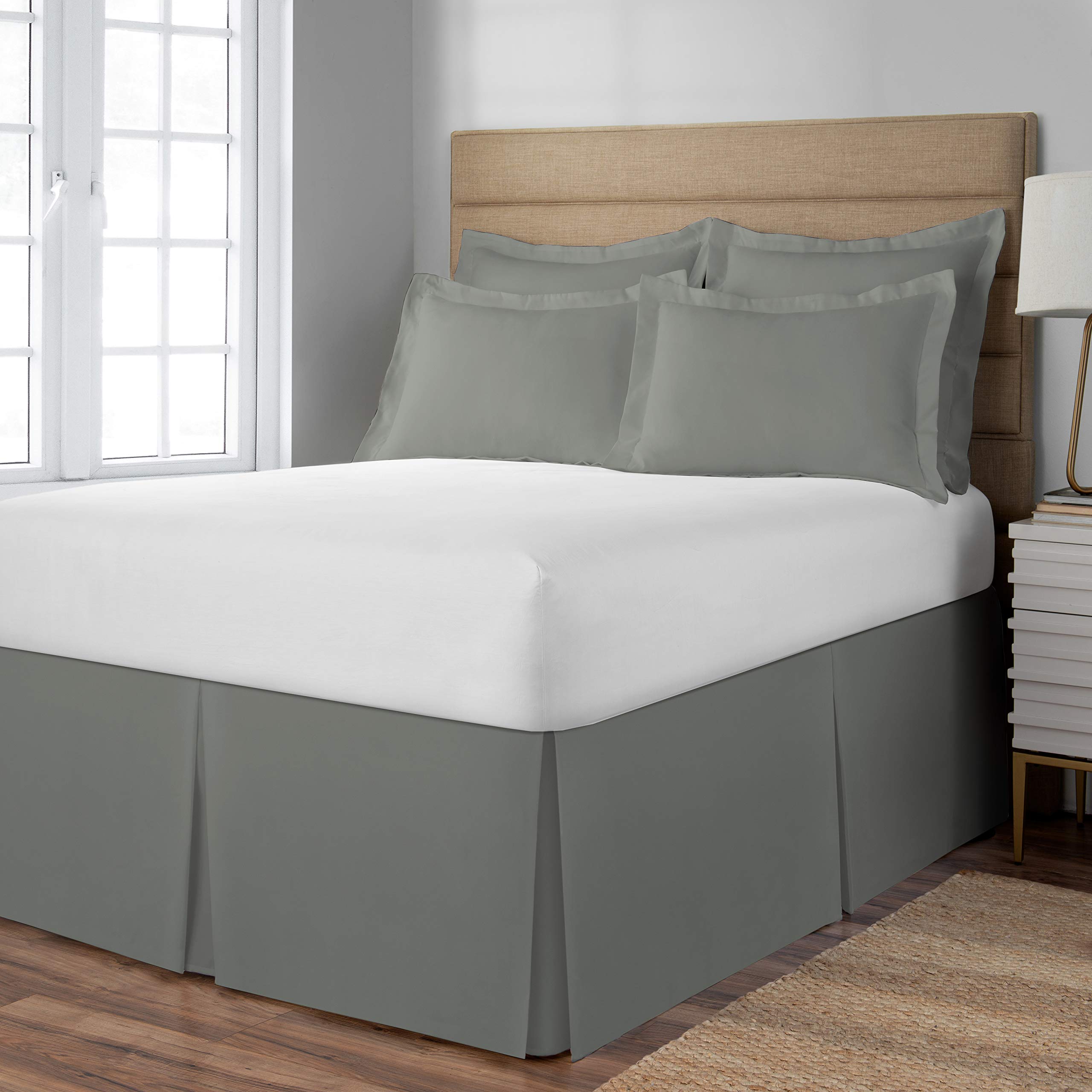 Spacemaker Extra-Long 21'' Drop Length Bed Skirt, Twin, Silver