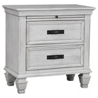 Coaster Home Furnishings Franco Farmhouse 4-Piece Bedroom Set Eastern King Size Panel Bed Frame 57-inch Headboard Distressed White 205331KE-S4