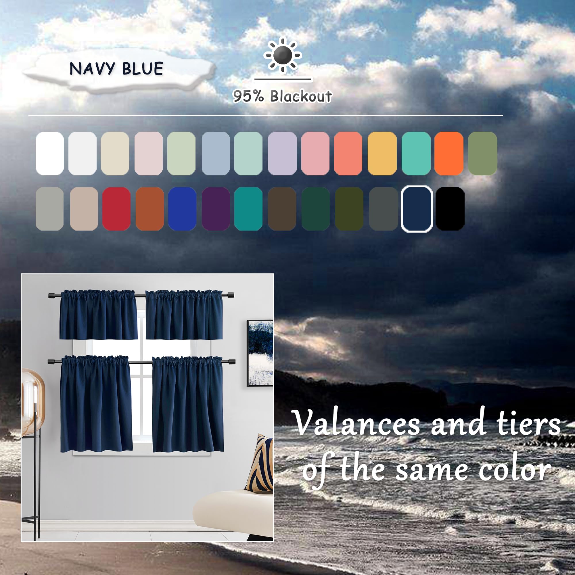 Donren 108 Inch Length Navy Blue Curtain Panels/Drapes For Living Room Solid Energy Efficient Room Darkening Bedroom Curtains Thermal Insulated W 60 X L108 Inch