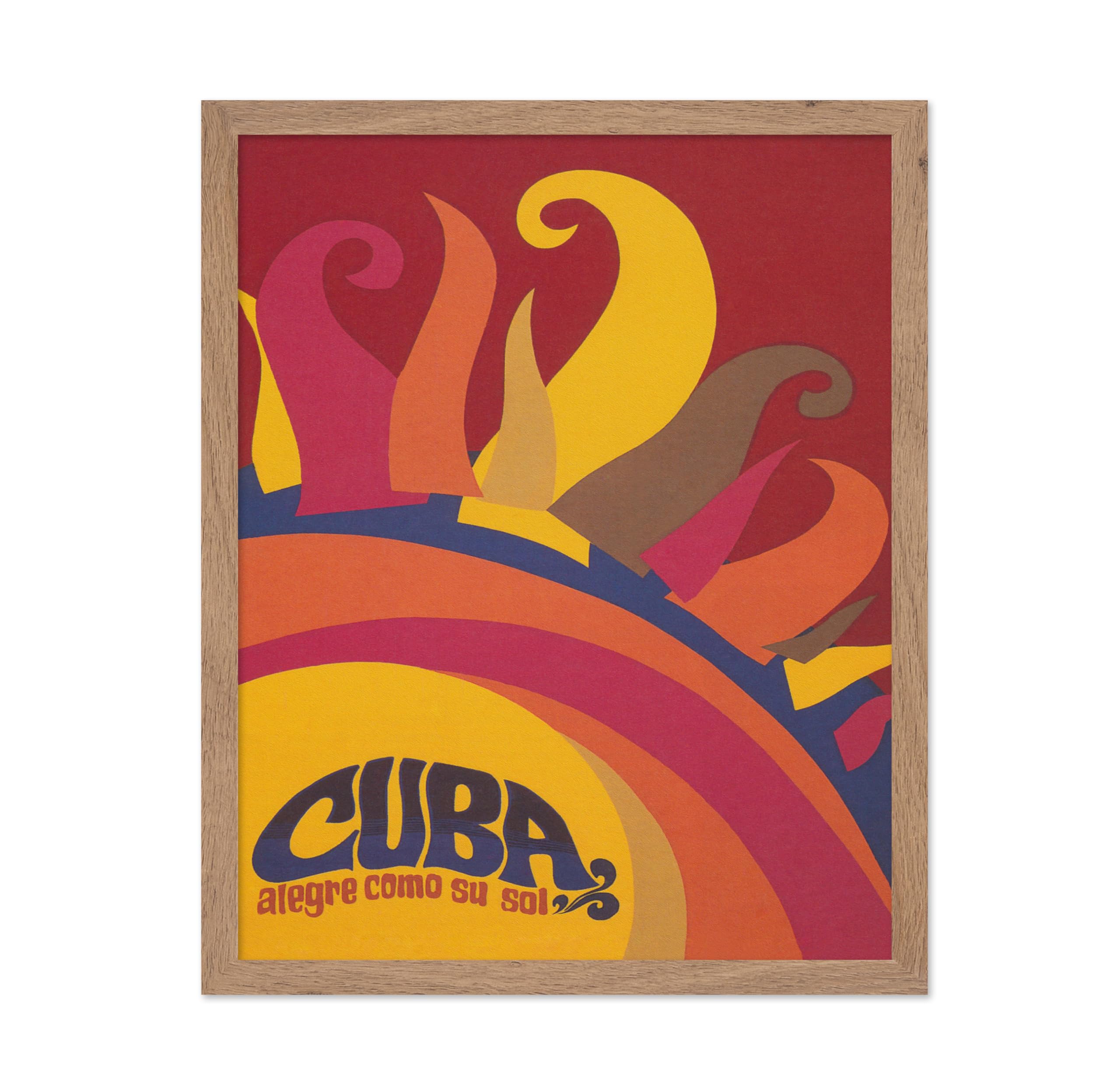 Poster Master Cuba Sun Print Wall Art - Vintage Wall Decor - Great Wall Decor Gift for Home, Office, Living Room, 11x14 Beige Fr