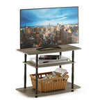 Furinno Turn-N-Tube No Tools 3-Tier Entertainment Center Tv Stand For Tv Up To 32 Inch, Plastic Classic Tubes, French Oak Grey/Black