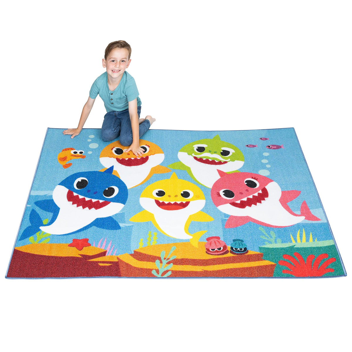 Franco Kids Room Non Slip Area Rug, 69 In X 52 In, Baby Shark