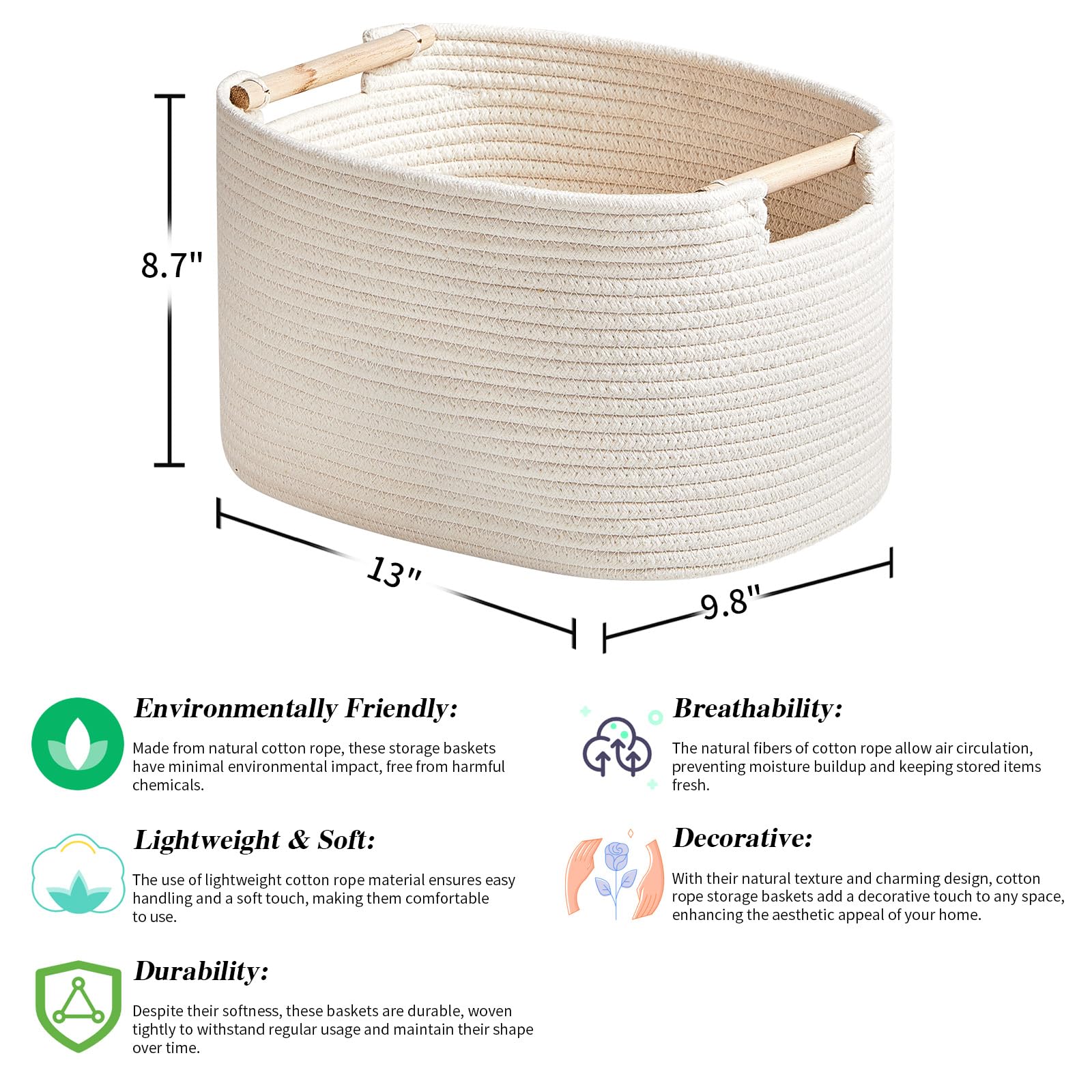 R Runka 3 Pack Storage Basket For Cabinet And Toy Organization - 13'X9.8'X8.7' Baskets For Storage - Baby Toy Bin - Toy Stora