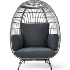 Best Choice Products Wicker Egg Chair, Oversized Indoor Outdoor Lounger For Patio, Backyard, Living Room W/ 4 Cushions, Steel Frame, 440Lb Capacity - Gray/Charcoal