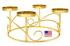 Christmas Advent Wreath Ring Candle Holder For Pillar Advent Candles -Gold -Advent Season X-Mas Advent Candle Centerpiece Decor
